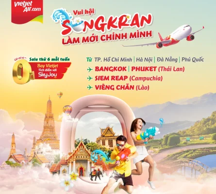 Khuyến mãi mừng lễ hội Songkran từ Vietjet Air với vé 0 đồng